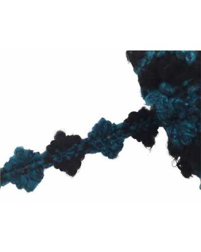 Black Teal Wool Trimmings Rhombus Design 3 Cm High