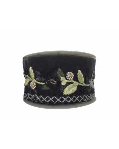 50 Cm Passamaneria Bordo Ricamato Lurex Pearl Paillettes Organza Nero Alto 6C
