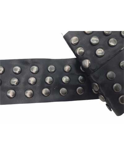 50 Cm Trimmings Band Border Faux Leather Studs Steel Bronze High 40 Mm