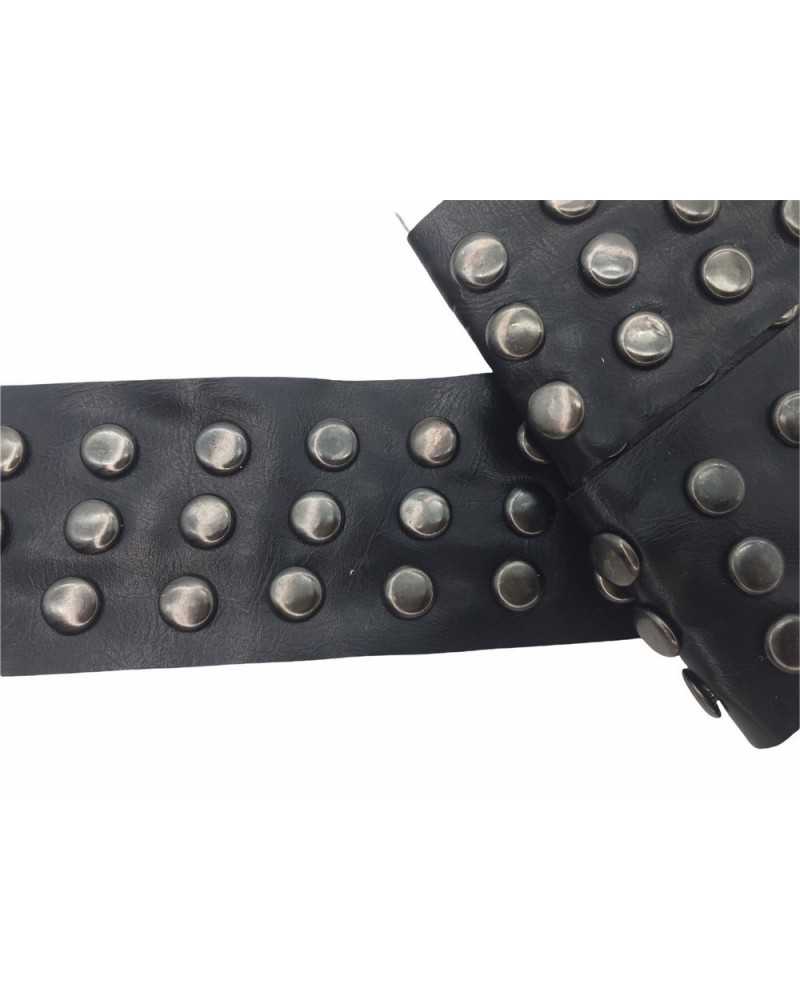 50 Cm Trimmings Band Border Faux Leather Studs Steel Bronze High 40 Mm