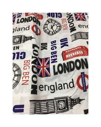 London upholstery fabric with Big Ben England lettering 2,80 high