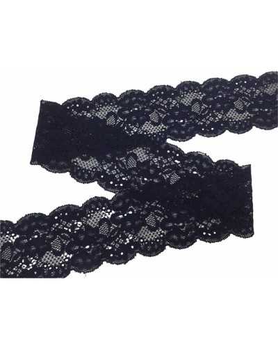 Besatzteiler, gewellte, elastische Spitze, Rosenblüten-Design, 6 cm hoch