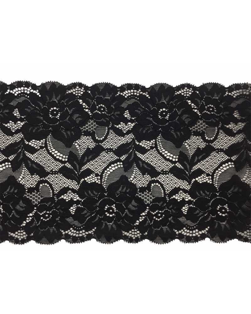 Passementerie Cloison Dentelle Élastique Festonnée Fleurs Roses Feuilles Haut 20 Cm