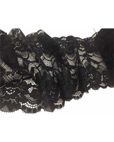 Passementerie Cloison Dentelle Élastique Festonnée Fleurs Roses Feuilles Haut 20 Cm