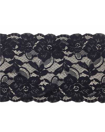 Passementerie Cloison Dentelle Élastique Festonnée Fleurs Roses Feuilles Haut 20 Cm
