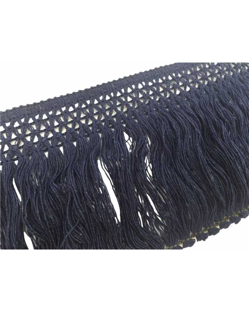 Tripoli Bleu Coton Frange Passementerie Haute 9 Cm
