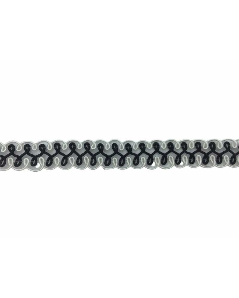 Besatz Randleiste Weiß Schwarz Agremano Hoch 16 mm