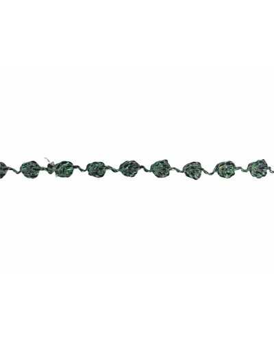 Pasamanería Cubrepunto Bordado Florecillas Lurex Verde y Negro 1 cm alto
