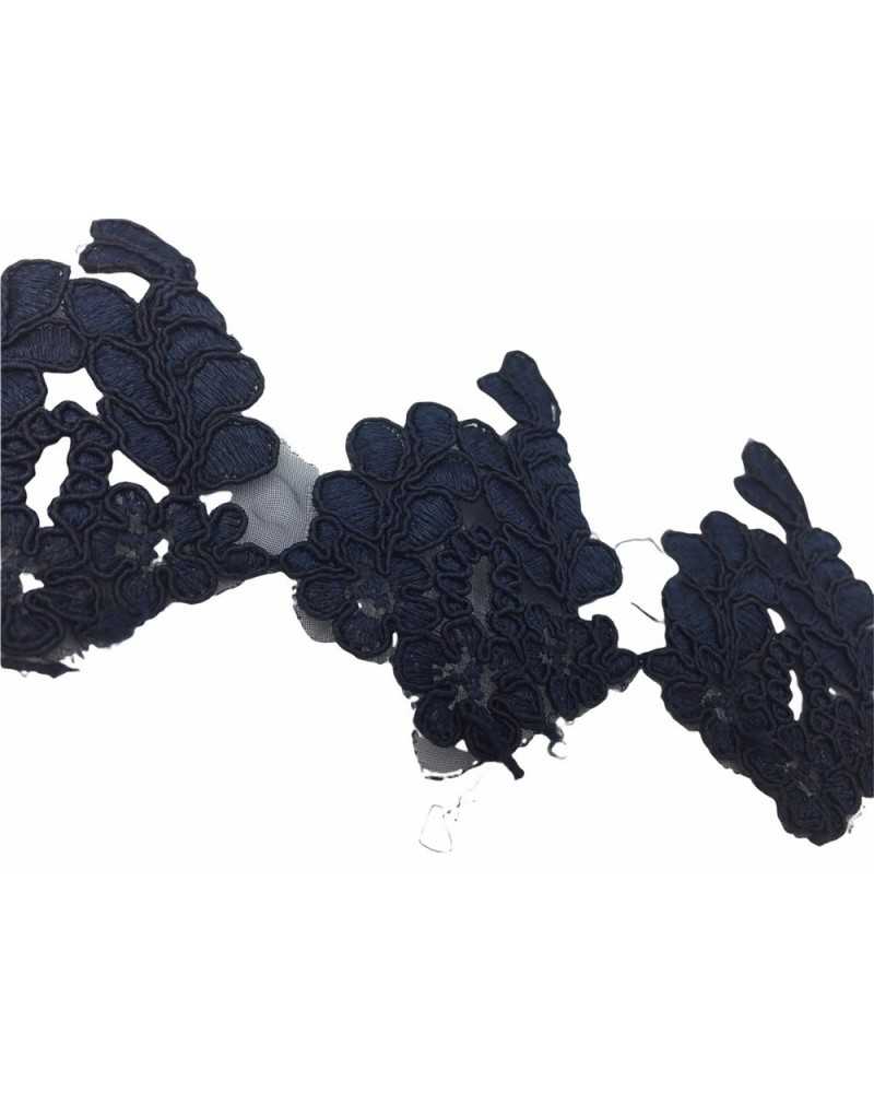 50 cm Besätze, Rebrodè-Spitze, schwarzer Ausschnitt, 75 mm hoch, 10 Stück