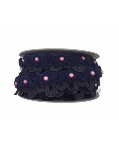 50 Cm Passamaneria Blue Macramè Flower Organza Pearl25 Mm