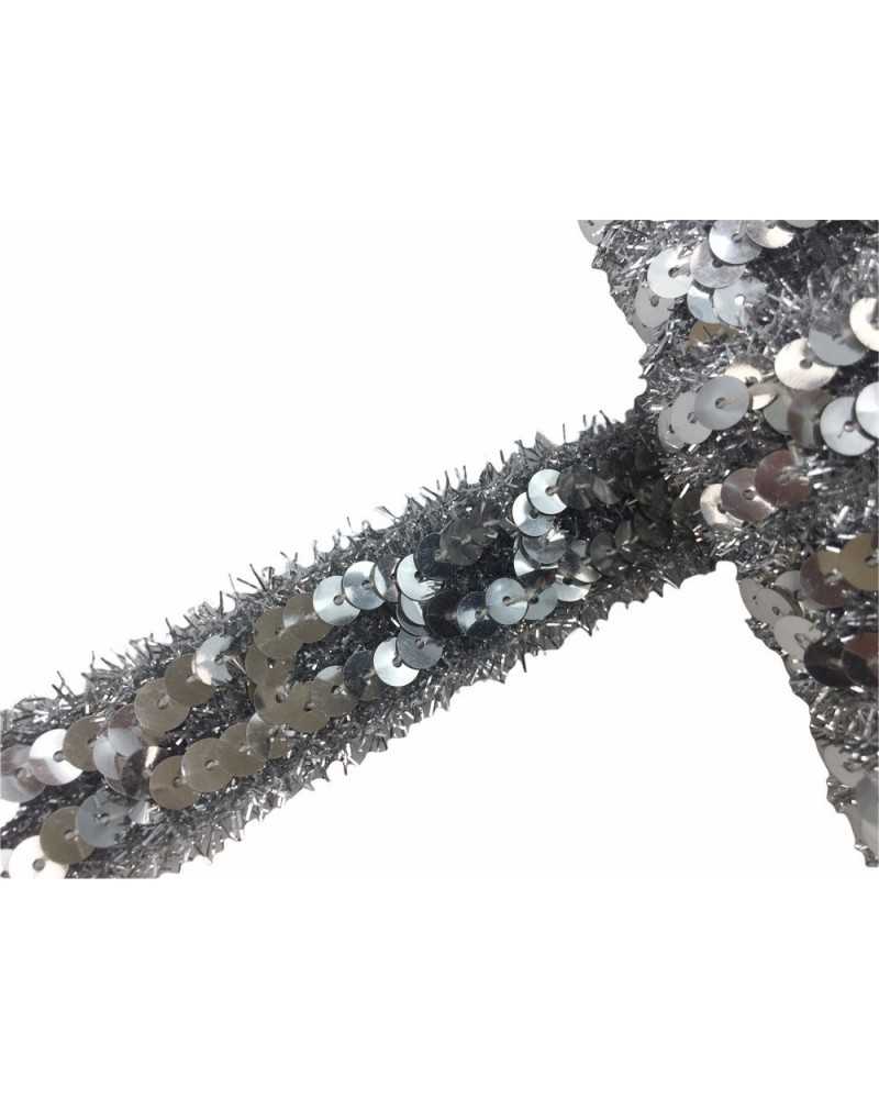 Verzierungen, Bordüre, Pailletten, 2 glänzende Reihen, genähter Lurexfaden, 2 cm hoch