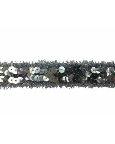 Pasamanería Cenefa Lentejuelas 2 Filas Brillantes Cosido Hilo Lurex 2 Cm Alto