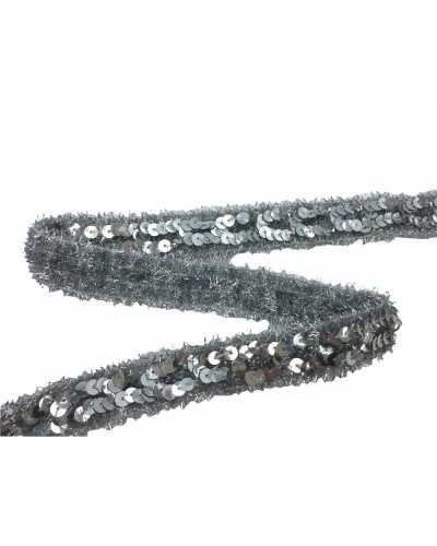 Pasamanería Cenefa Lentejuelas 2 Filas Brillantes Cosido Hilo Lurex 2 Cm Alto