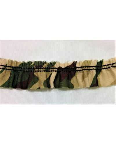 Elastischer Rouches-Besatz mit Leoparden- und Tarnmuster, 2 cm hoch, für Bordüren