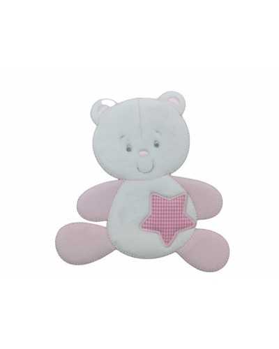 Thermoadhesive Application Baby Teddy Bear White Velvet Star 14x14 Cm