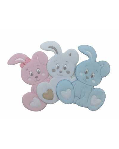 Thermoadhesive Application Baby Rabbit Velvet Bow Heart 14 X 11.5 Cm