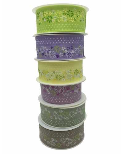 Trimmings Ribbon Print Flowers Polka Dots Synthetic Canvas 4 Cm High