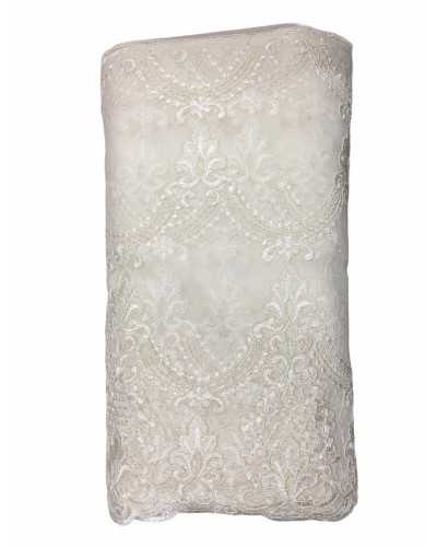 50 Cm Passamaneria Pizzo Tulle Ricamato Rebrodè Lurex Alto 45 Cm