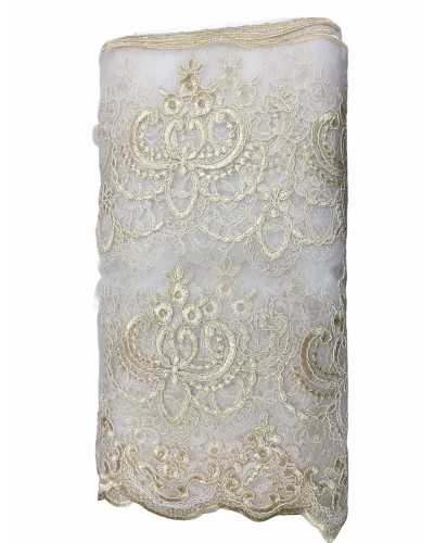 50 Cm Passementerie Dentelle Tulle Brodé Rebrodè Lurex Haut 45 Cm