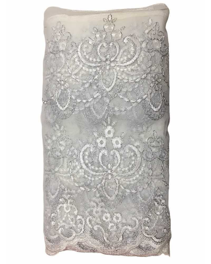 50 Cm Trimmings Lace Tulle Embroidered Rebrodè Lurex High 45 Cm