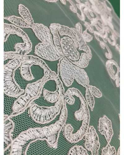 50 cm Passementerie Dentelle Tulle Ecru Festonné Dentelle Rebrodè Brodée 45 Cm De Haut