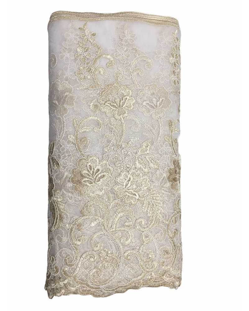 50 Cm Passementerie Dentelle Tulle Rebrodè Dentelle Festonnée Fleur Brodée Rose Haut 45 Cm