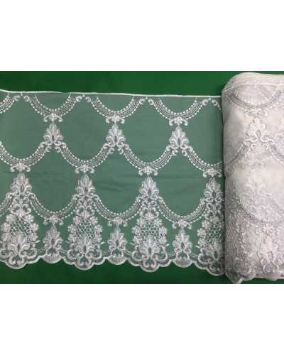 50 Cm Passementerie Dentelle Tulle Brodé Rebrodè Lurex Haut 45 Cm