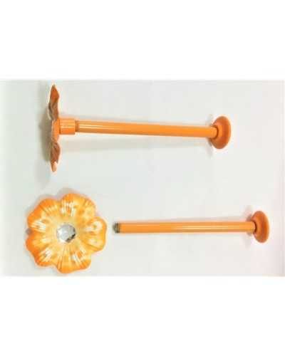 Paar Raffhalter für Vorhänge aus Stahl mit Wandhaken, Leopardenblumenmodell mit großen Strasssteinen 65x150 mm