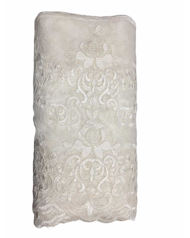 50 cm Passementerie Dentelle Tulle Ecru Festonné Dentelle Rebrodè Brodée 45 Cm De Haut