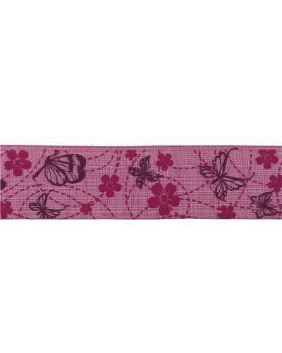 Trimmings Fuchsia Ribbon Canvas Print Butterfly Flower High 4 Cm