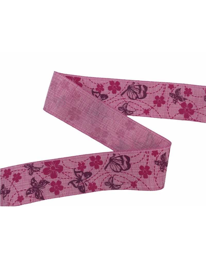 Trimmings Fuchsia Ribbon Canvas Print Butterfly Flower High 4 Cm