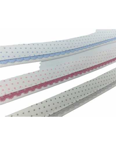 Passamaneria Profilo Cotone Millerighe Stampato Pois Fondo Bianco Alto 2 Cm