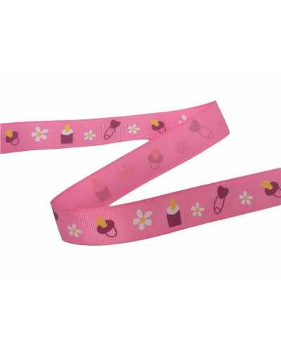 Besätze, Gros Grain Ribbon Print, Schnullerschnuller, Gimlet-Blumenbrosche, 2 cm hoch