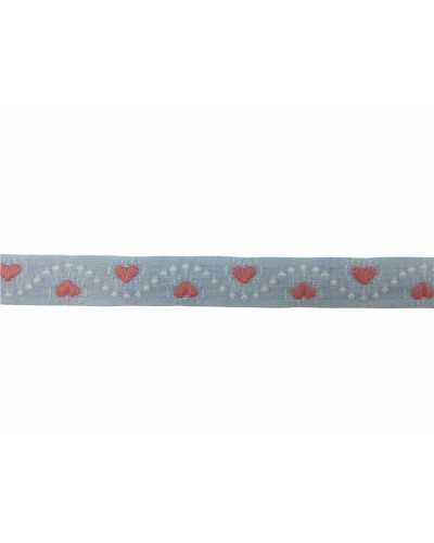 Trimmings Celestial Ribbon Pink Heart Embroidered 13 Mm High