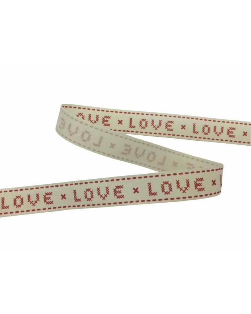 Trimmings Cream Ribbon Red Print Written Love High 15 Mm