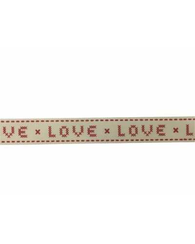 Trimmings Cream Ribbon Red Print Written Love High 15 Mm