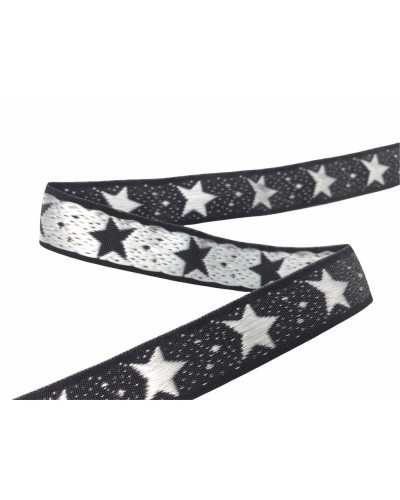 Ribbon Christmas Selvedge Jacquard Blue and Gold Star and Moon high 3 cm