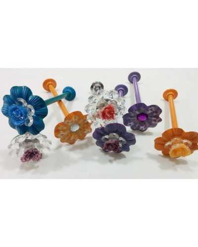 Pareja de alzapaños accesorios para cortina modelo flor acero con pedrería 65x150 mm