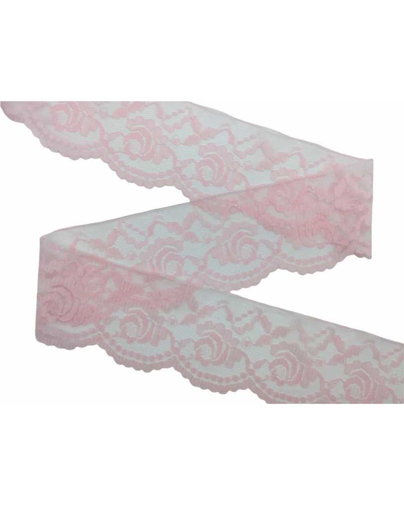 Passamaneria Tulle Pizzo Merletto Fiori Rose Smerlo Alto 7 Cm