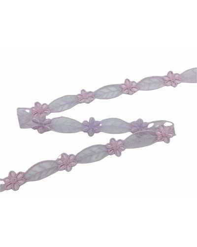 50 Cm Passamaneria Organza Ricamata Fiore Foglia15 Mm