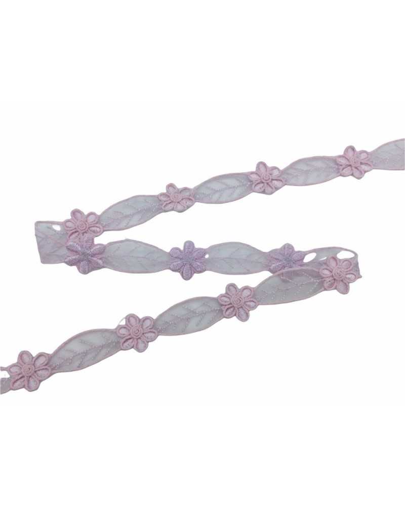 50 cm Besatz Organza besticktes Blumenblatt 15 mm hoch