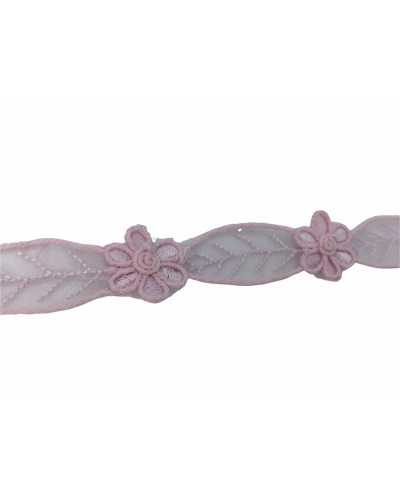 50 cm Besatz Organza besticktes Blumenblatt 15 mm hoch