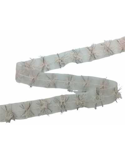 50 Cm Pasamanería Organza Bordada Deshilachada Rosa 25 Mm Alto 