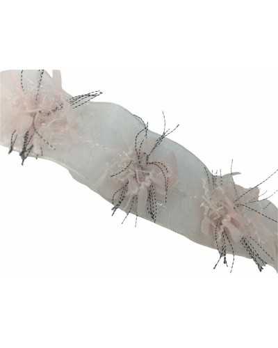 50 cm Besätze aus rosa ausgefranstem, besticktem Organza, 25 mm hoch 