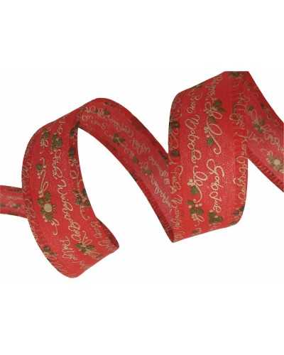 2 Mt Ruban De Noël Passementerie Imprimé TNT Blanc Rouge 4 Cm De Haut
