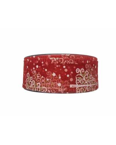 10 Mt Passementerie Ruban Organza Sapin De Noël Rouge Imprimé Blanc Paillettes Or 40 Mm De Haut
