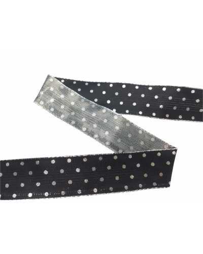 Christmas Ribbon Trimmings Black Pois Lurex Dyed Thread High 25 Mm