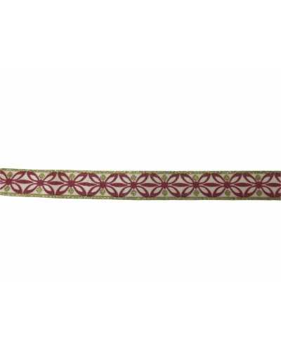 Garnituren Weihnachtsband Weißer Satin, bedruckte Blumen, Lurex, 1 cm hoch