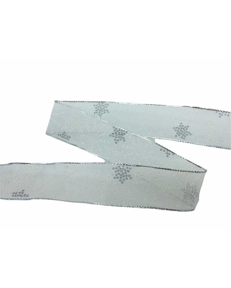 Passementerie Noël Organza Ruban Glace Cristal Etoile Glace Neige Haute 25 Mm