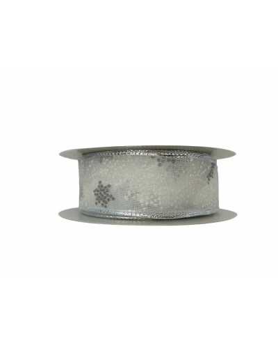 Passementerie Noël Organza Ruban Glace Cristal Etoile Glace Neige Haute 25 Mm